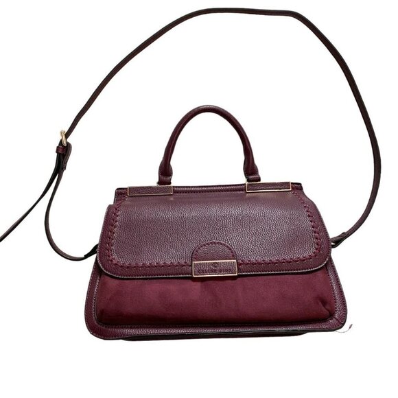 NWOT CELINE DION PLUM BURUGNDY OPUS FAUX LEATHER SUEDE HAND BAG - OS - Picture 1 of 11